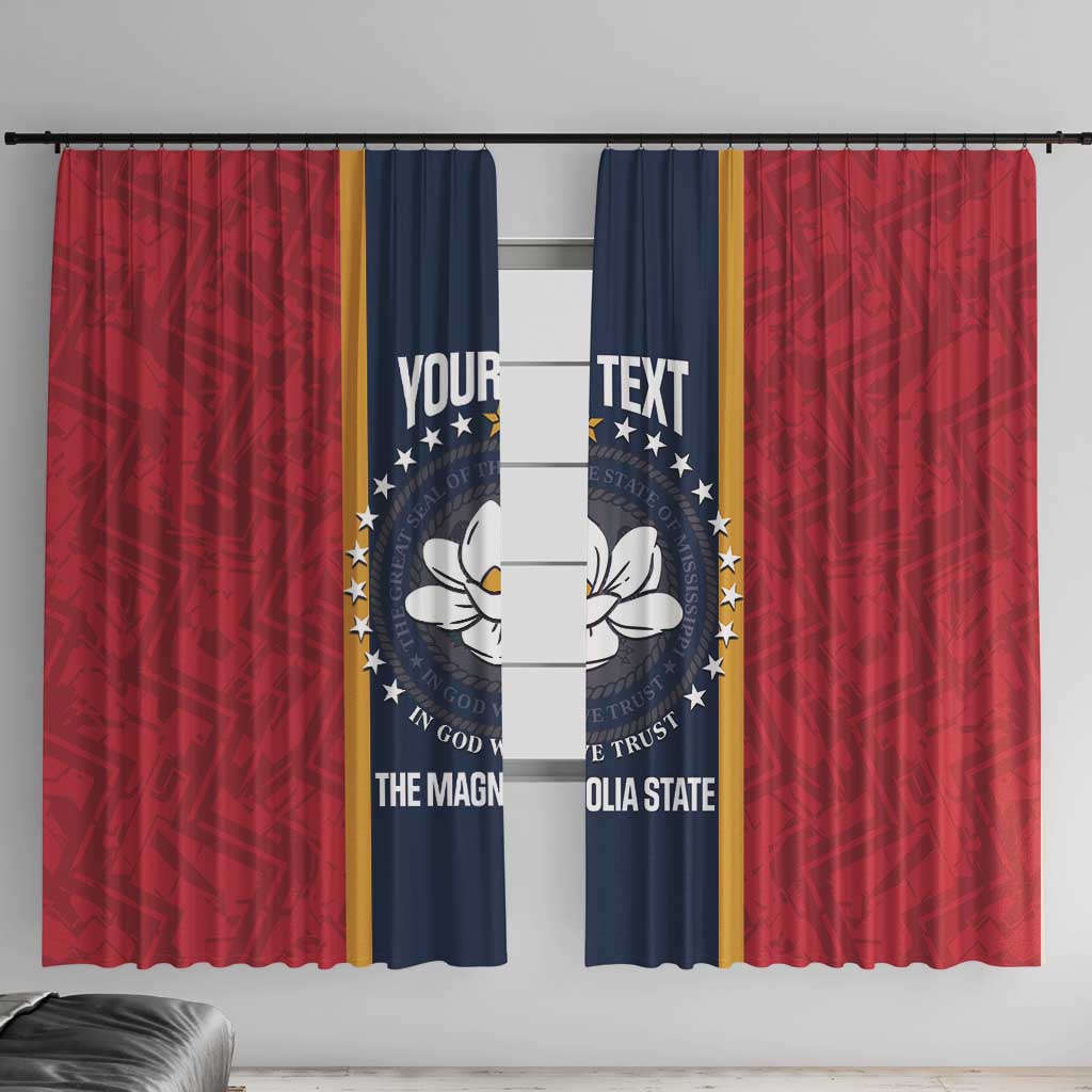 United States Mississippi Window Curtain Magnolia State Flag Style