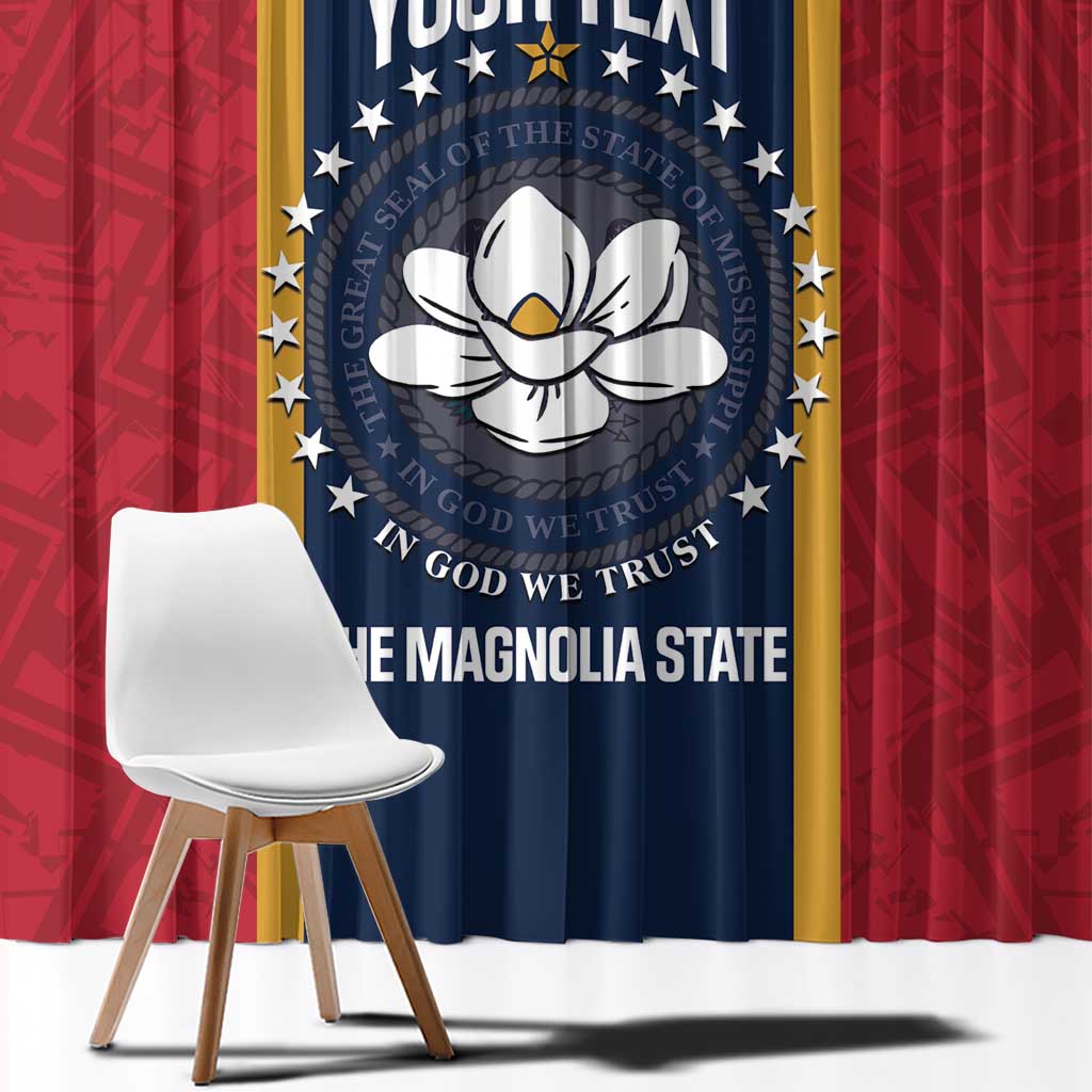United States Mississippi Window Curtain Magnolia State Flag Style