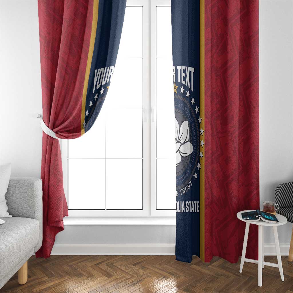United States Mississippi Window Curtain Magnolia State Flag Style