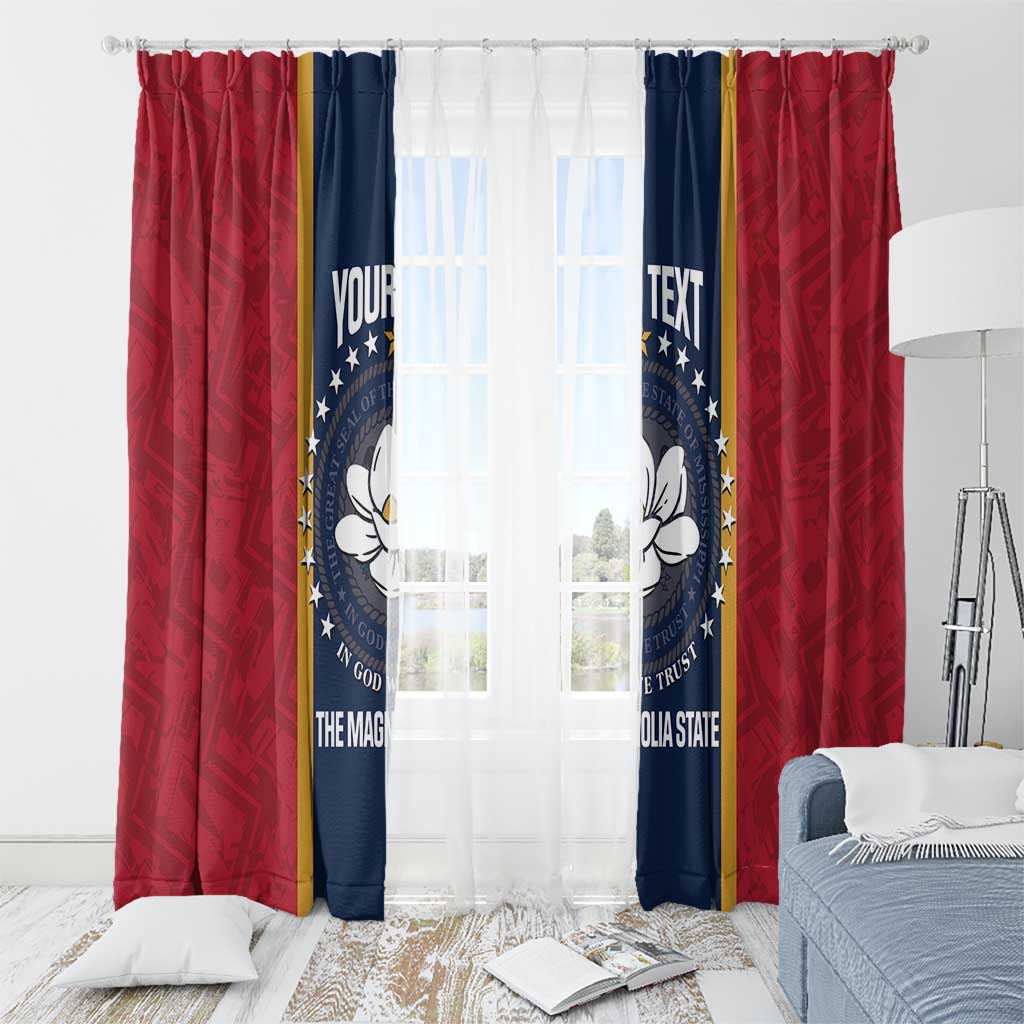 United States Mississippi Window Curtain Magnolia State Flag Style