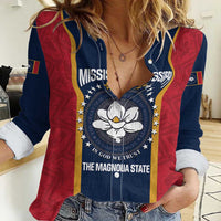 United States Mississippi Women Casual Shirt Magnolia State Flag Style