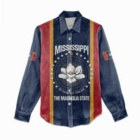 United States Mississippi Women Casual Shirt Magnolia State Flag Style