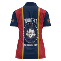 United States Mississippi Women Polo Shirt Magnolia State Flag Style