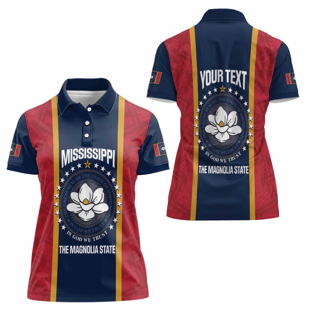 United States Mississippi Women Polo Shirt Magnolia State Flag Style