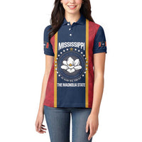 United States Mississippi Women Polo Shirt Magnolia State Flag Style