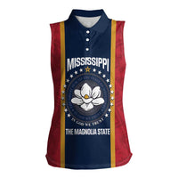United States Mississippi Women Sleeveless Polo Shirt Magnolia State Flag Style