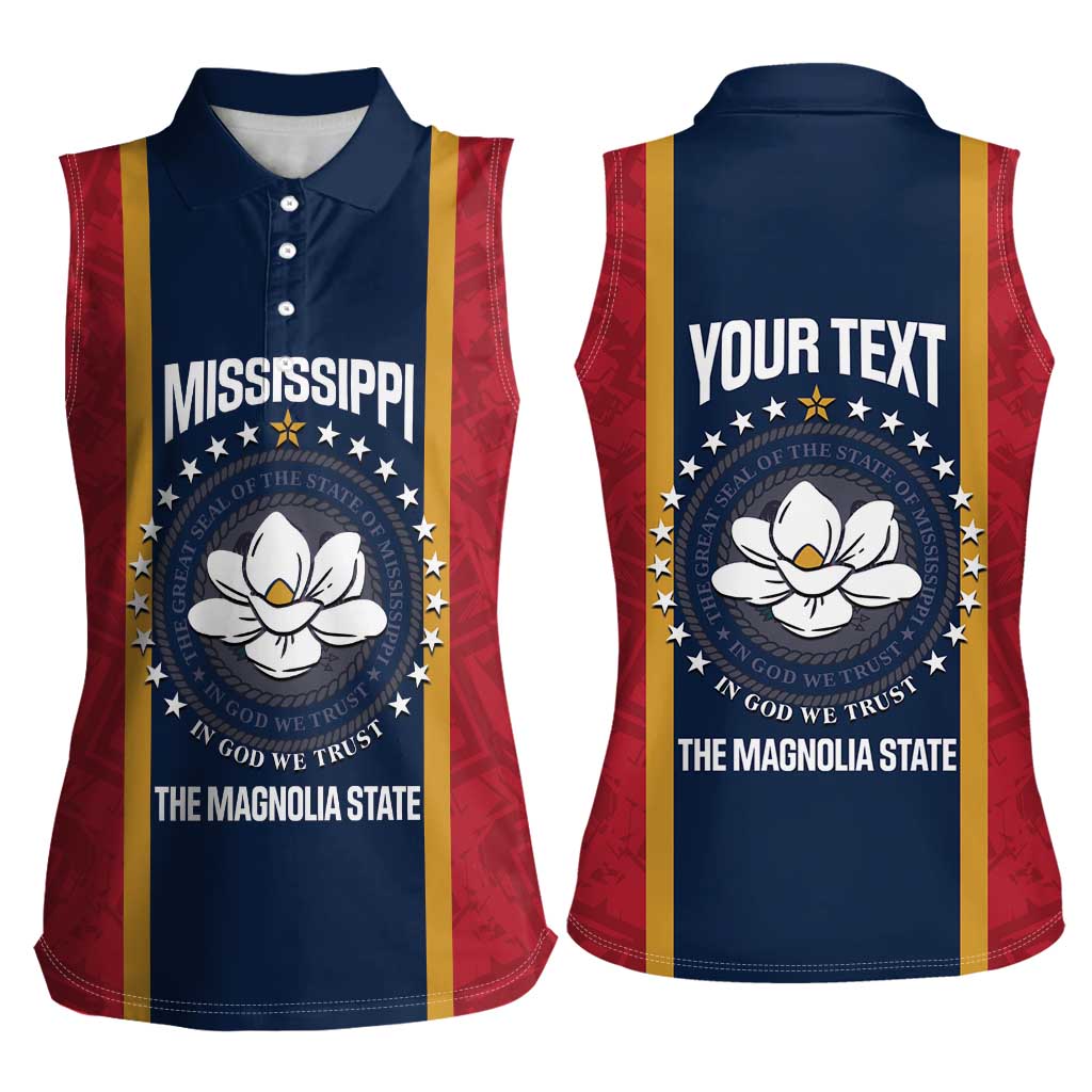 United States Mississippi Women Sleeveless Polo Shirt Magnolia State Flag Style