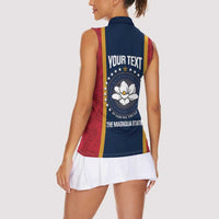 United States Mississippi Women Sleeveless Polo Shirt Magnolia State Flag Style