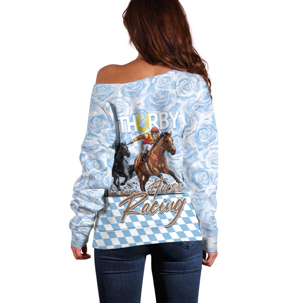 Kentucky Horse Racing Thurby Off Shoulder Sweater