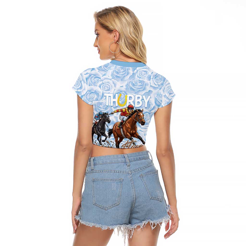 Kentucky Horse Racing Thurby Raglan Cropped T Shirt