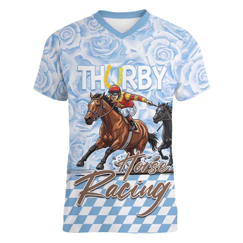 Kentucky Horse Racing Thurby Women V-Neck T-Shirt