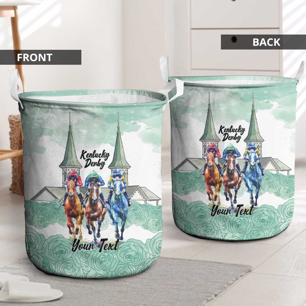 Kentucky Horse Racing Personalized Laundry Basket Churchill Downs Roses Pastel Green