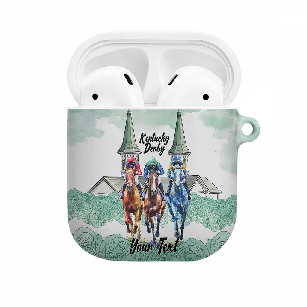 Kentucky Horse Racing Personalized AirPods Case Churchill Downs Roses Pastel Green