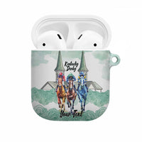 Kentucky Horse Racing Personalized AirPods Case Churchill Downs Roses Pastel Green
