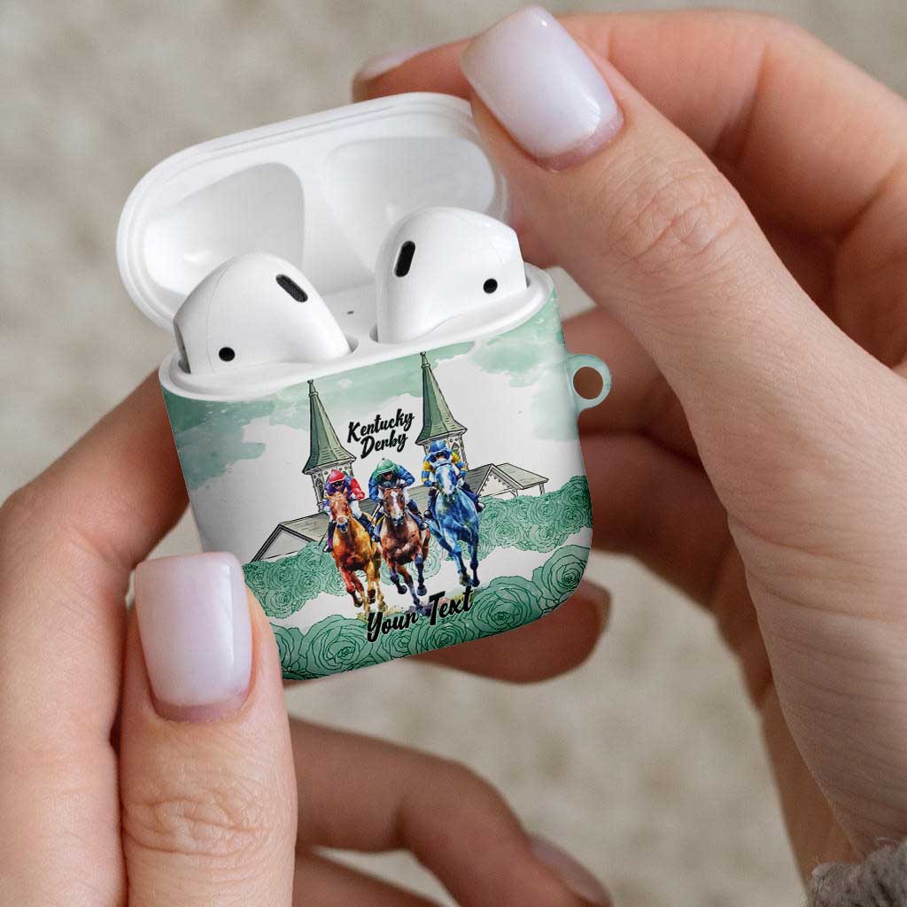 Kentucky Horse Racing Personalized AirPods Case Churchill Downs Roses Pastel Green