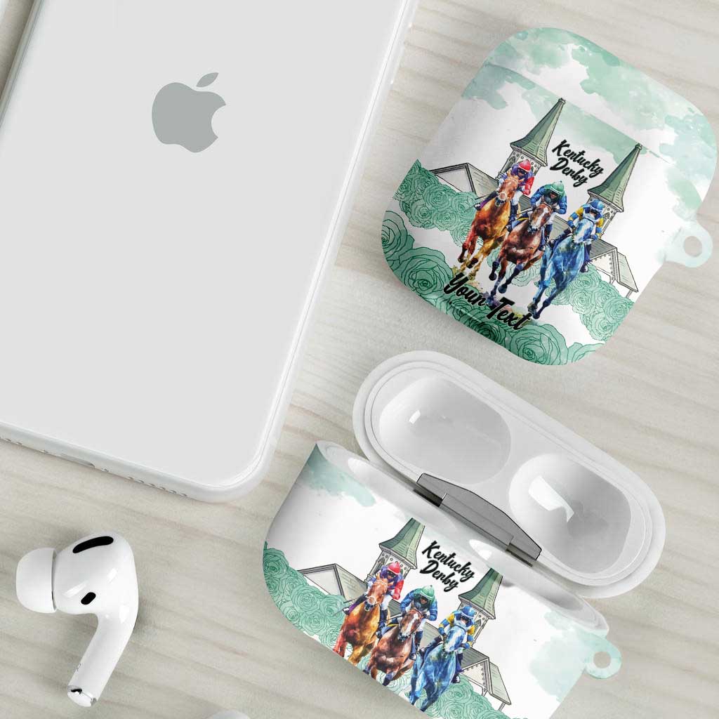 Kentucky Horse Racing Personalized AirPods Case Churchill Downs Roses Pastel Green