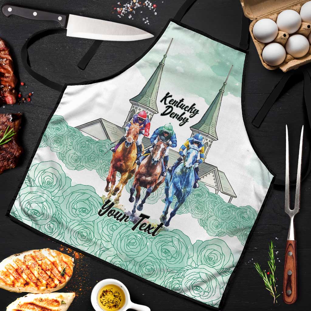 Kentucky Horse Racing Personalized Apron Churchill Downs Roses Pastel Green