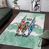 Kentucky Horse Racing Personalized Area Rug Churchill Downs Roses Pastel Green
