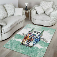 Kentucky Horse Racing Personalized Area Rug Churchill Downs Roses Pastel Green