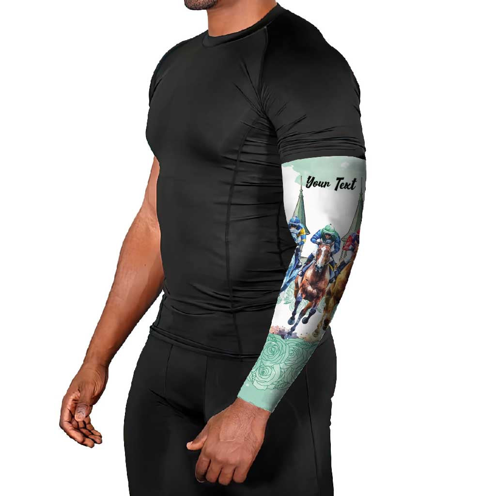 Kentucky Horse Racing Personalized Arm Sleeves Churchill Downs Roses Pastel Green