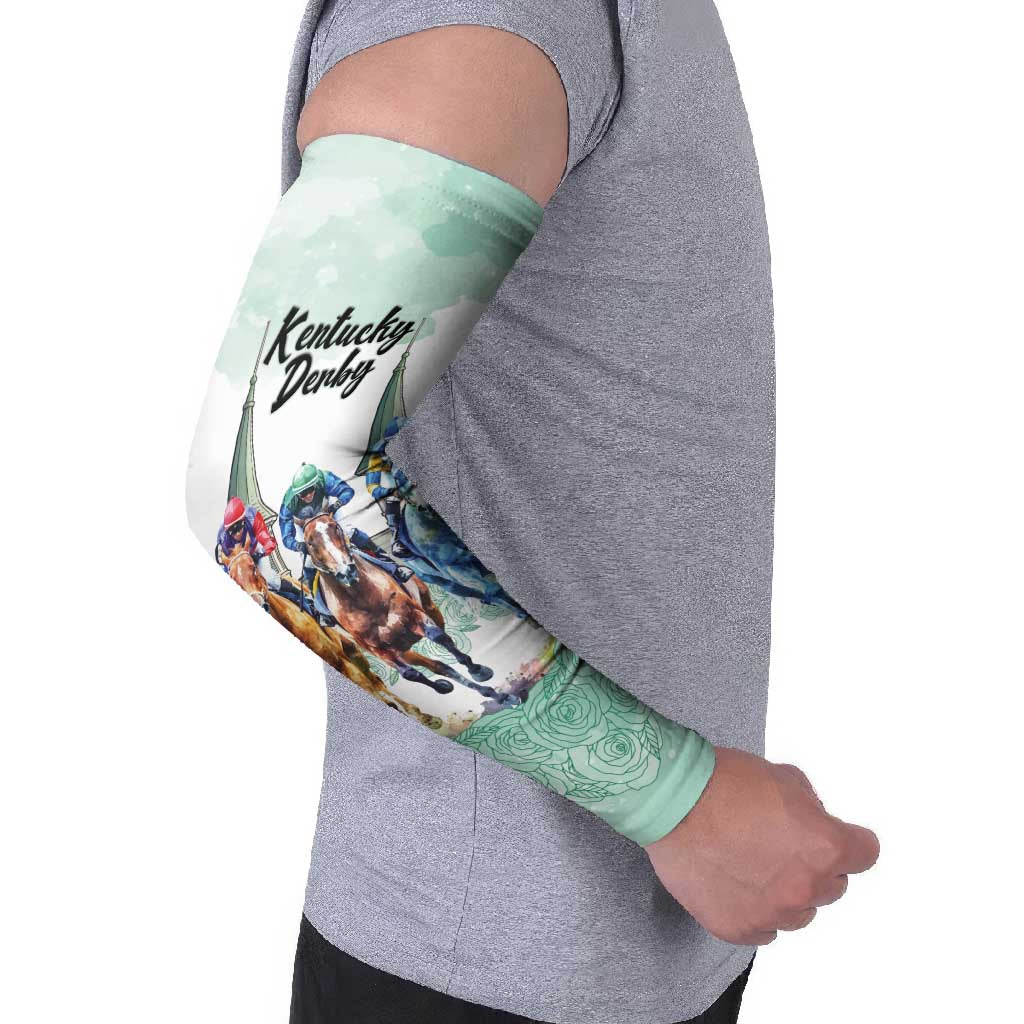 Kentucky Horse Racing Personalized Arm Sleeves Churchill Downs Roses Pastel Green