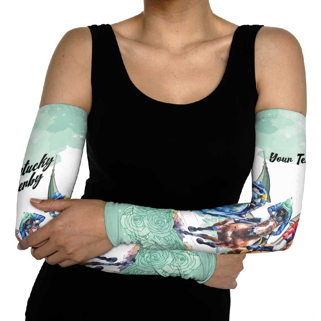 Kentucky Horse Racing Personalized Arm Sleeves Churchill Downs Roses Pastel Green