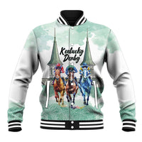 Kentucky Horse Racing Personalized Baseball Jacket Churchill Downs Roses Pastel Green