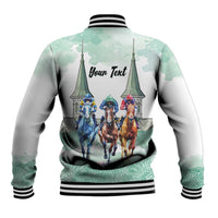 Kentucky Horse Racing Personalized Baseball Jacket Churchill Downs Roses Pastel Green