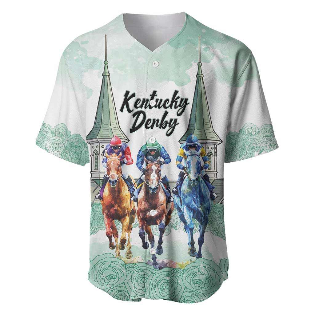 Kentucky Horse Racing Personalized Baseball Jersey Churchill Downs Roses Pastel Green