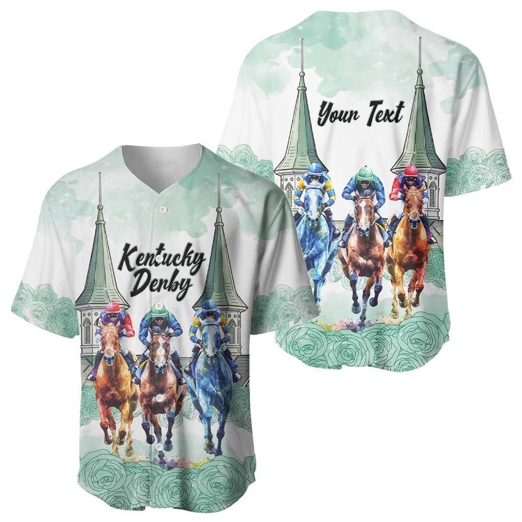 Kentucky Horse Racing Personalized Baseball Jersey Churchill Downs Roses Pastel Green
