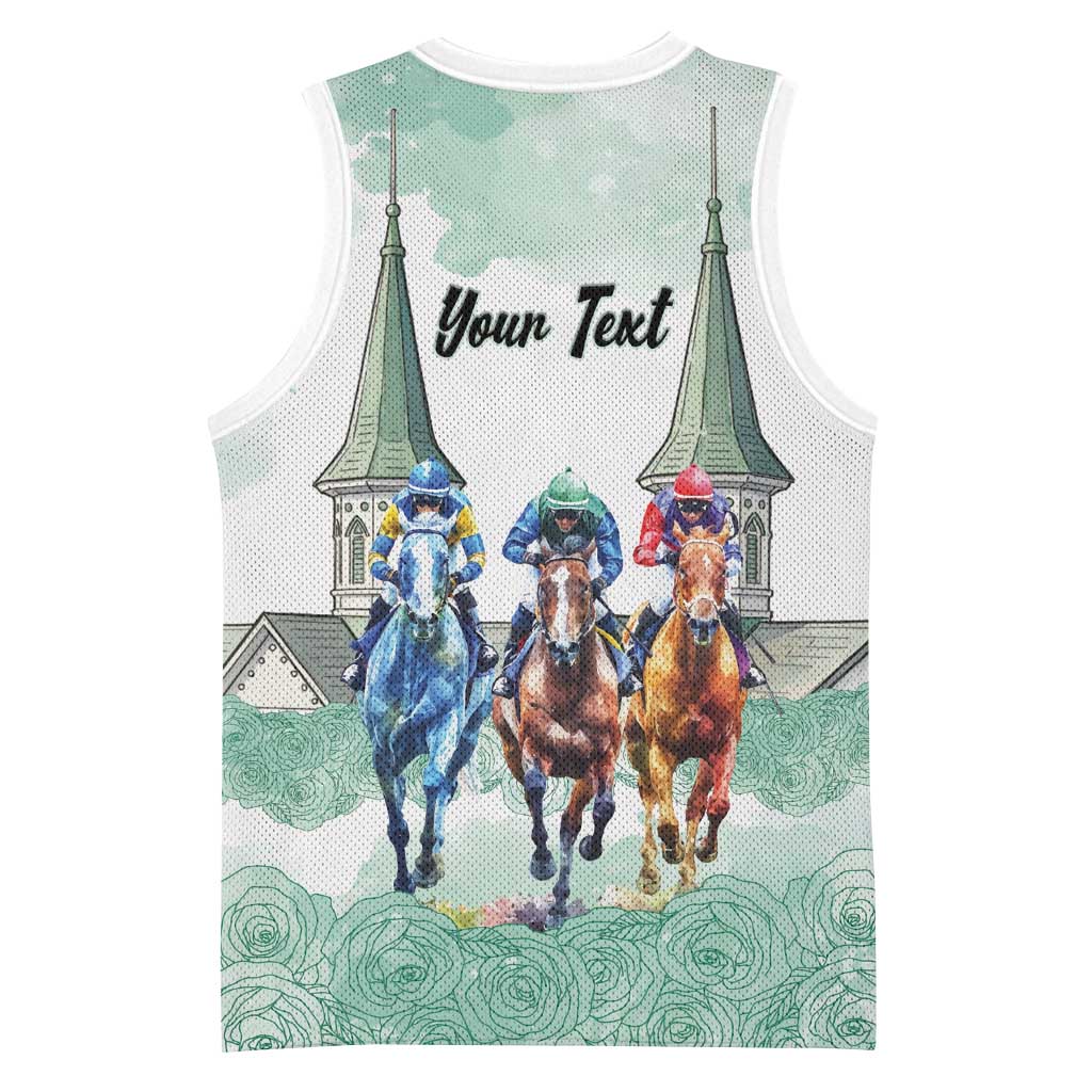 Kentucky Horse Racing Personalized Basketball Jersey Churchill Downs Roses Pastel Green