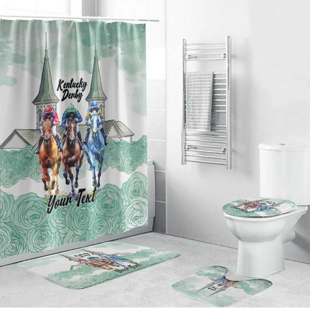 Kentucky Horse Racing Personalized Bathroom Set Churchill Downs Roses Pastel Green