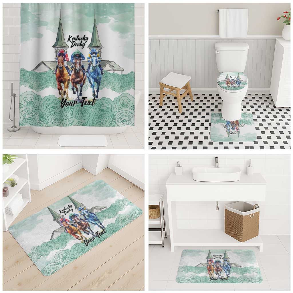 Kentucky Horse Racing Personalized Bathroom Set Churchill Downs Roses Pastel Green