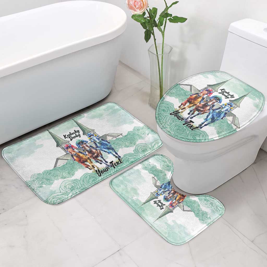 Kentucky Horse Racing Personalized Bathroom Set Churchill Downs Roses Pastel Green