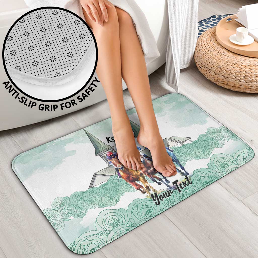 Kentucky Horse Racing Personalized Bathroom Set Churchill Downs Roses Pastel Green
