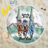 Kentucky Horse Racing Personalized Beach Blanket Churchill Downs Roses Pastel Green