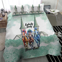 Kentucky Horse Racing Personalized Bedding Set Churchill Downs Roses Pastel Green