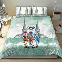 Kentucky Horse Racing Personalized Bedding Set Churchill Downs Roses Pastel Green