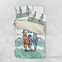 Kentucky Horse Racing Personalized Bedding Set Churchill Downs Roses Pastel Green