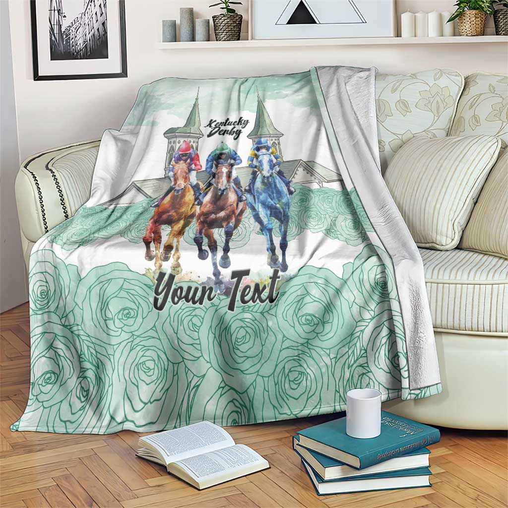 Kentucky Horse Racing Personalized Blanket Churchill Downs Roses Pastel Green