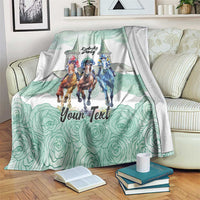 Kentucky Horse Racing Personalized Blanket Churchill Downs Roses Pastel Green