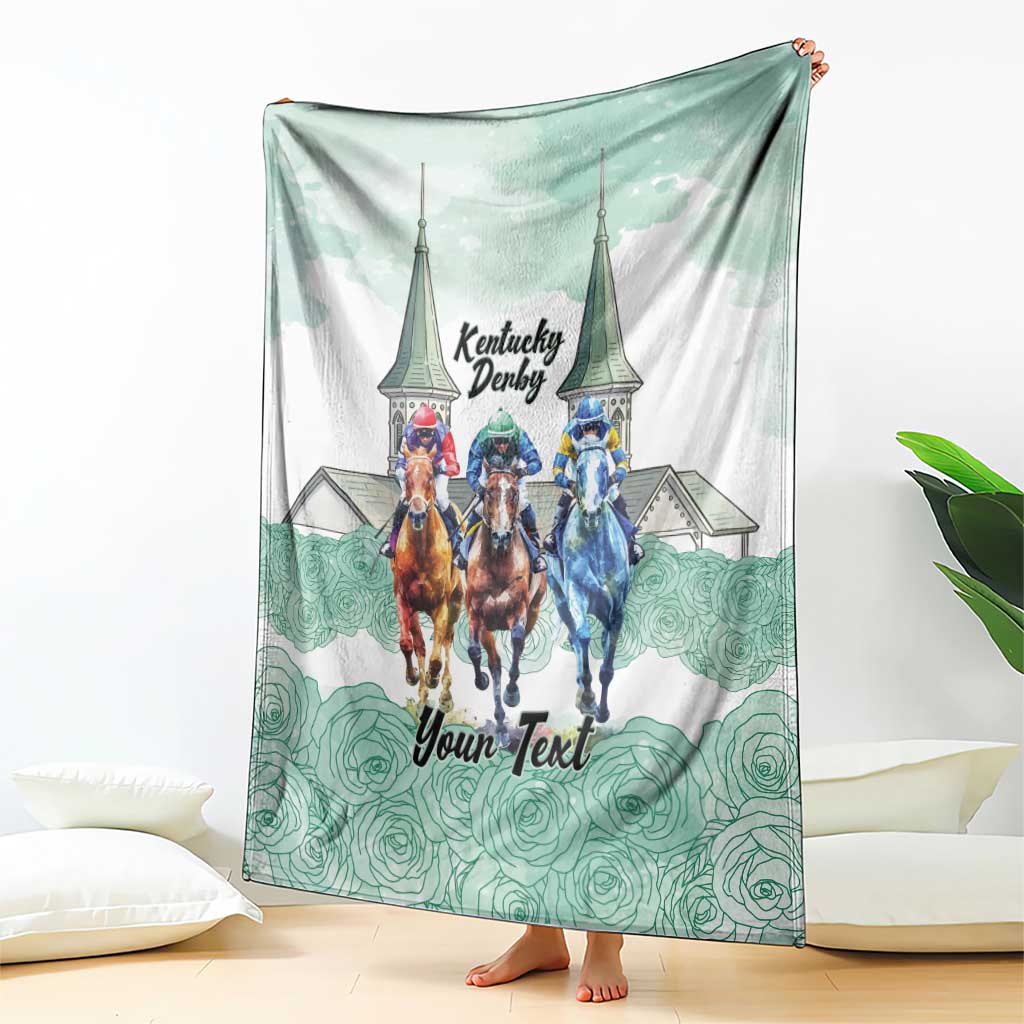 Kentucky Horse Racing Personalized Blanket Churchill Downs Roses Pastel Green