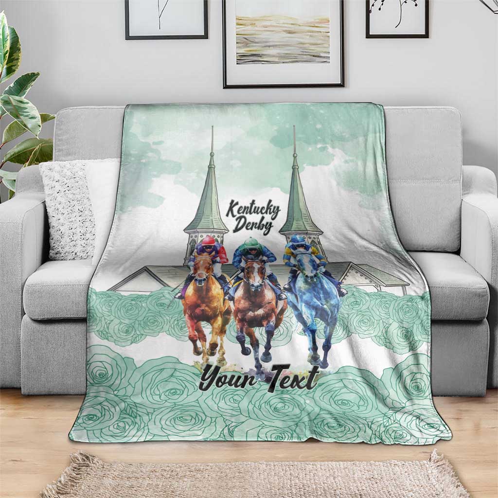 Kentucky Horse Racing Personalized Blanket Churchill Downs Roses Pastel Green