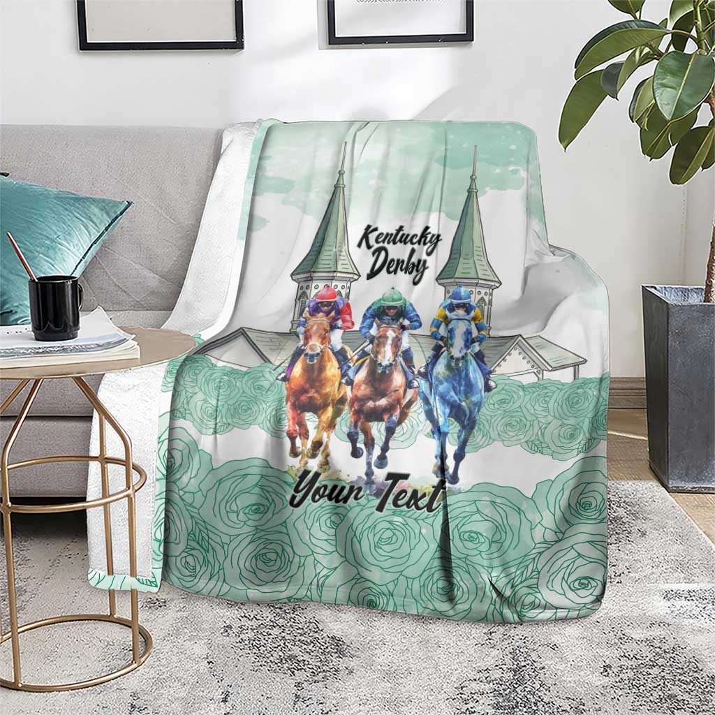 Kentucky Horse Racing Personalized Blanket Churchill Downs Roses Pastel Green