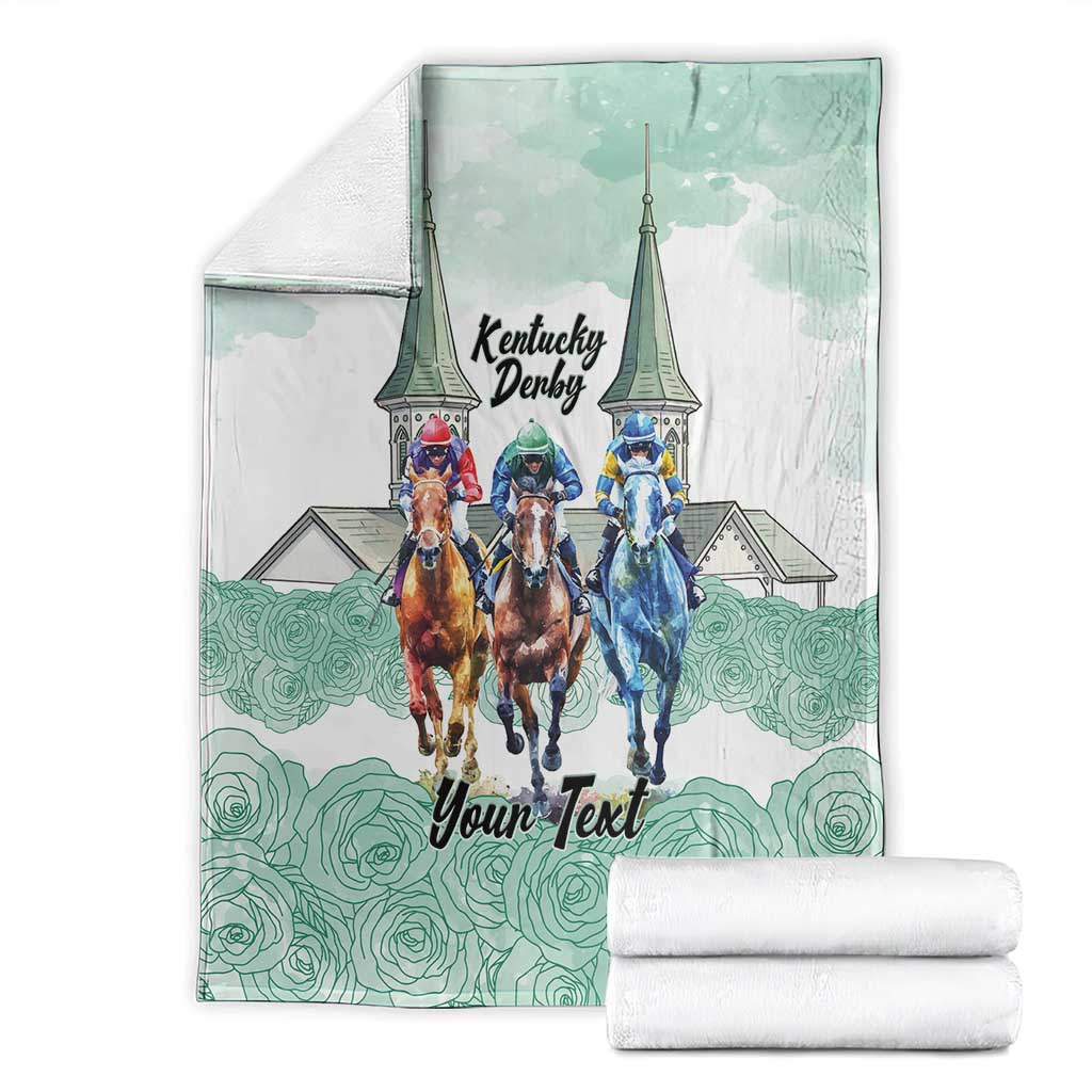 Kentucky Horse Racing Personalized Blanket Churchill Downs Roses Pastel Green
