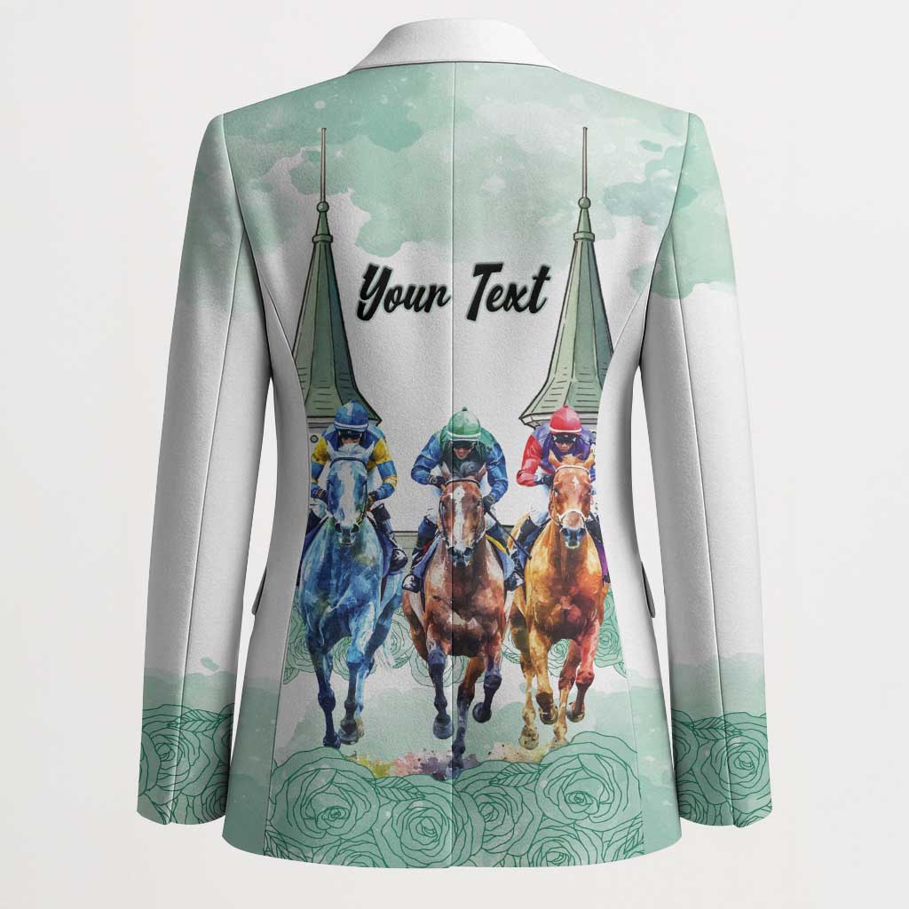 Kentucky Horse Racing Personalized Blazer Churchill Downs Roses Pastel Green