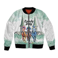 Kentucky Horse Racing Personalized Bomber Jacket Churchill Downs Roses Pastel Green