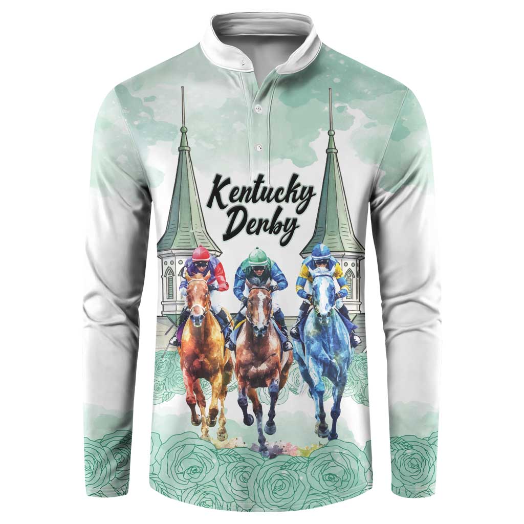 Kentucky Horse Racing Personalized Button Sweatshirt Churchill Downs Roses Pastel Green
