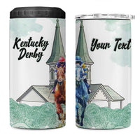 Kentucky Horse Racing Personalized 4 in 1 Can Cooler Tumbler Churchill Downs Roses Pastel Green