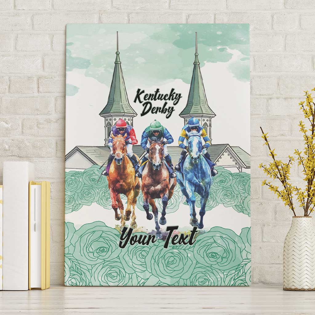 Kentucky Horse Racing Personalized Canvas Wall Art Churchill Downs Roses Pastel Green